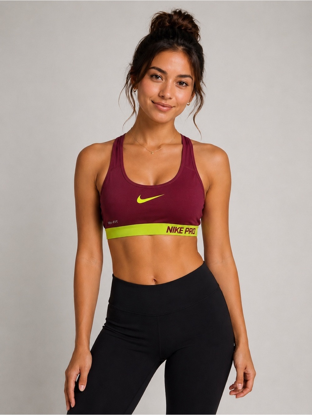 Nike Pro Classic Dri-FIT Sports Bra Size Small Pink Magenta Neon Yellow